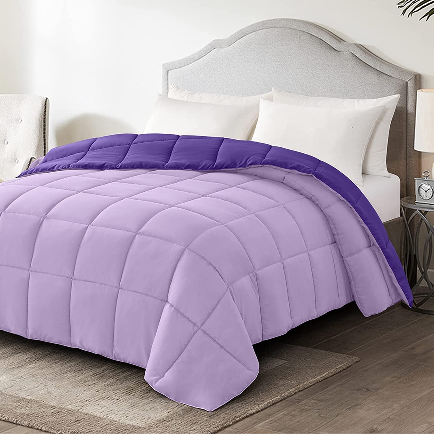 Twin Size Purple Down Alternative Comforter - Lightweight Bedding - Roots & Rooms