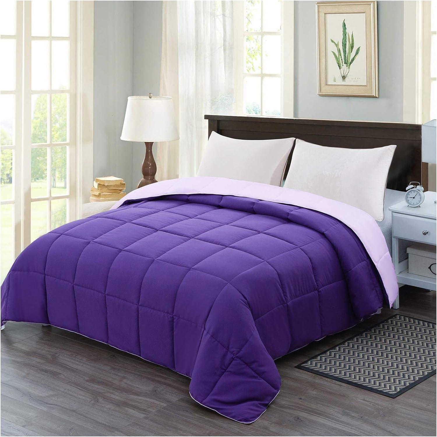 Twin Size Purple Down Alternative Comforter - Lightweight Bedding - Roots & Rooms