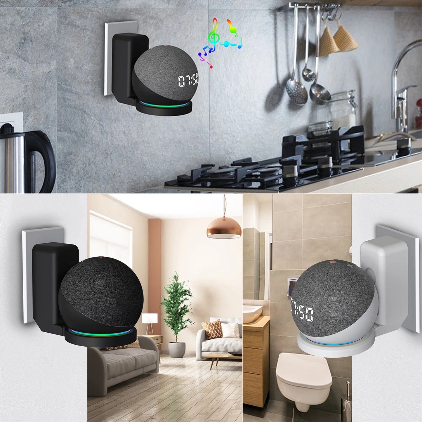 Echo Dot Wall Bracket with Cable Storage - 5th & 4th Gen Holder - Roots & Rooms