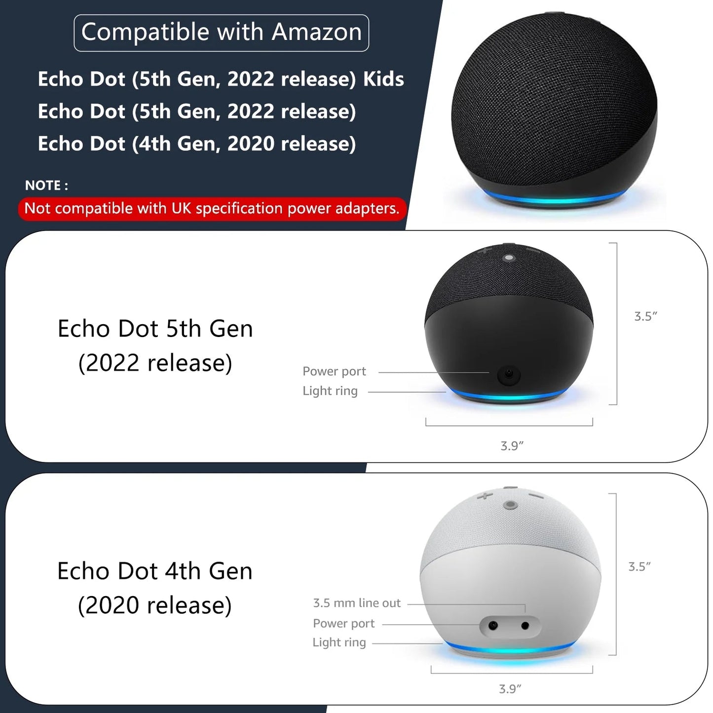 Echo Dot Wall Bracket with Cable Storage - 5th & 4th Gen Holder - Roots & Rooms