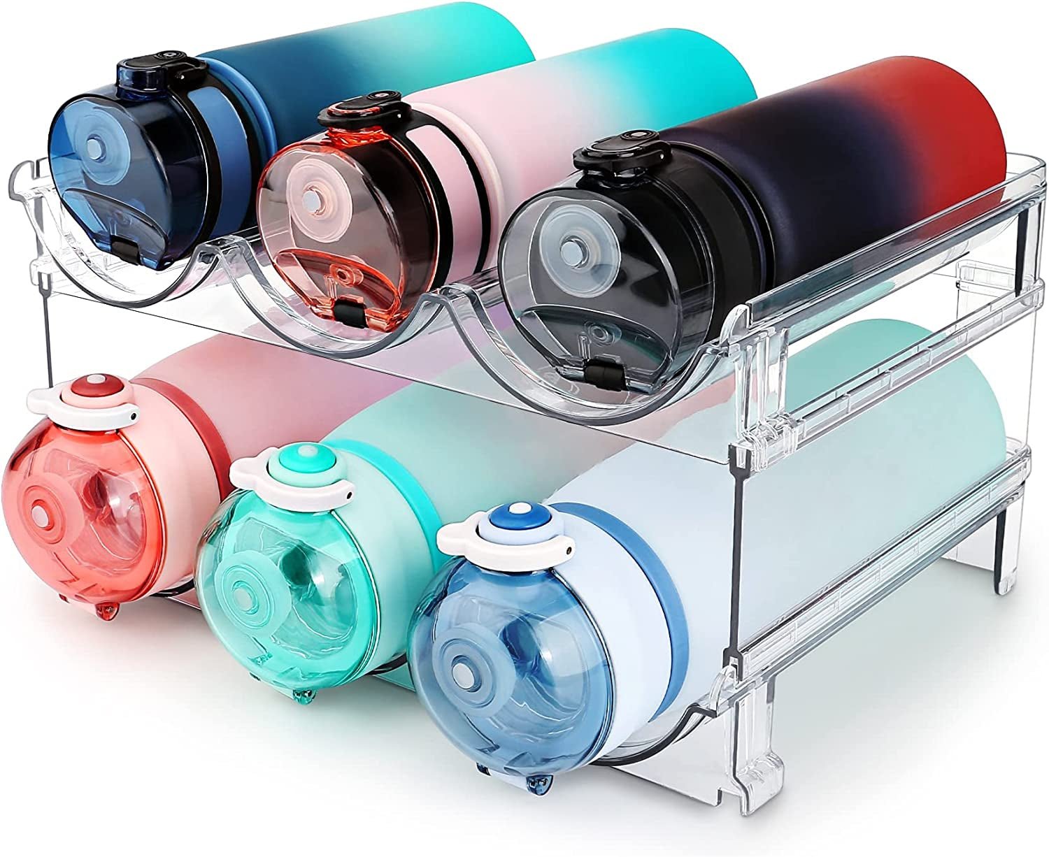 BPA Free Water Bottle Holder - Stackable Cabinet Storage - Roots & Rooms