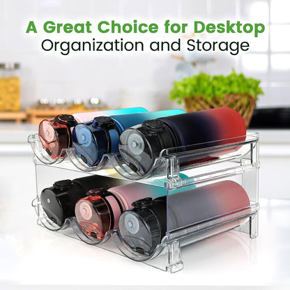 BPA Free Water Bottle Holder - Stackable Cabinet Storage - Roots & Rooms