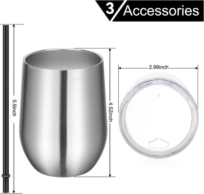Bulk Stainless Steel Tumblers 12 Set - Insulated Wine Glasses Kit - Roots & Rooms
